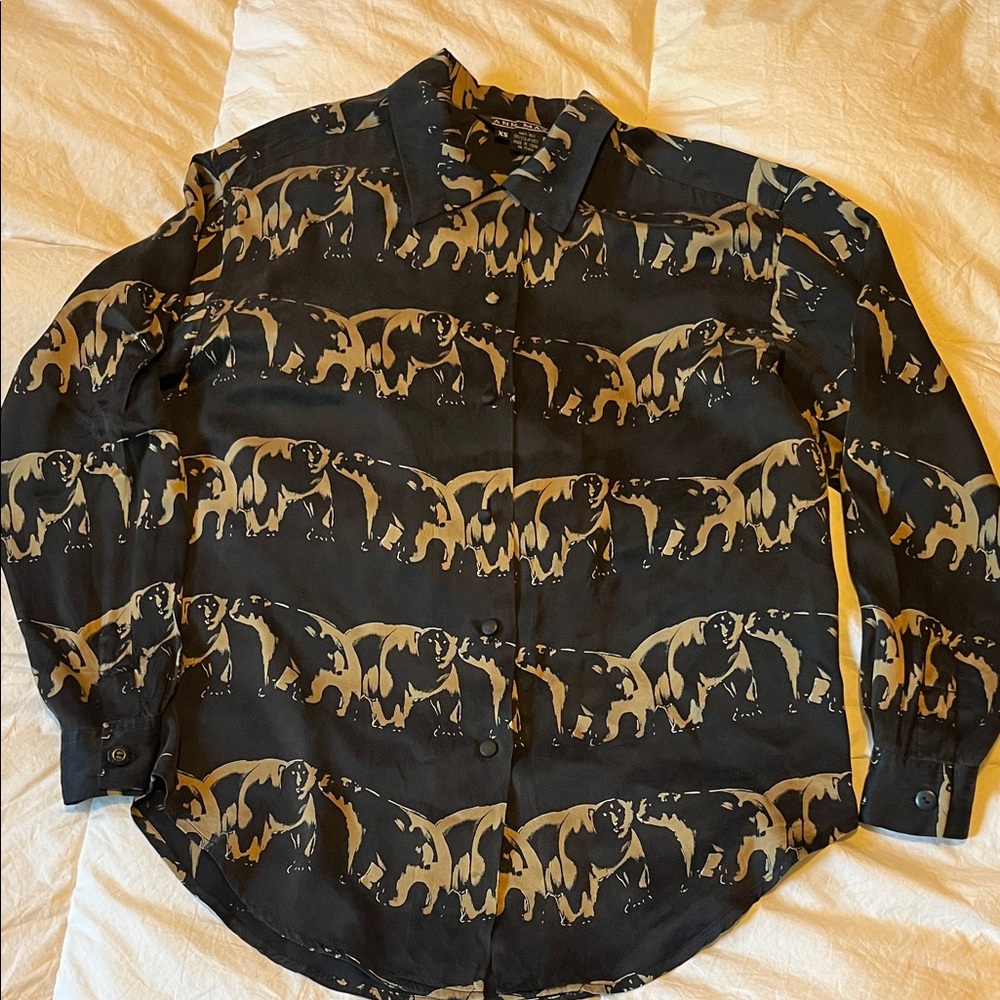 Black and Tan Animal Print Blouse